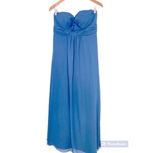 Christina Wu Occasions Navy Blue Strapless Chiffon Evening Gown in Size 10